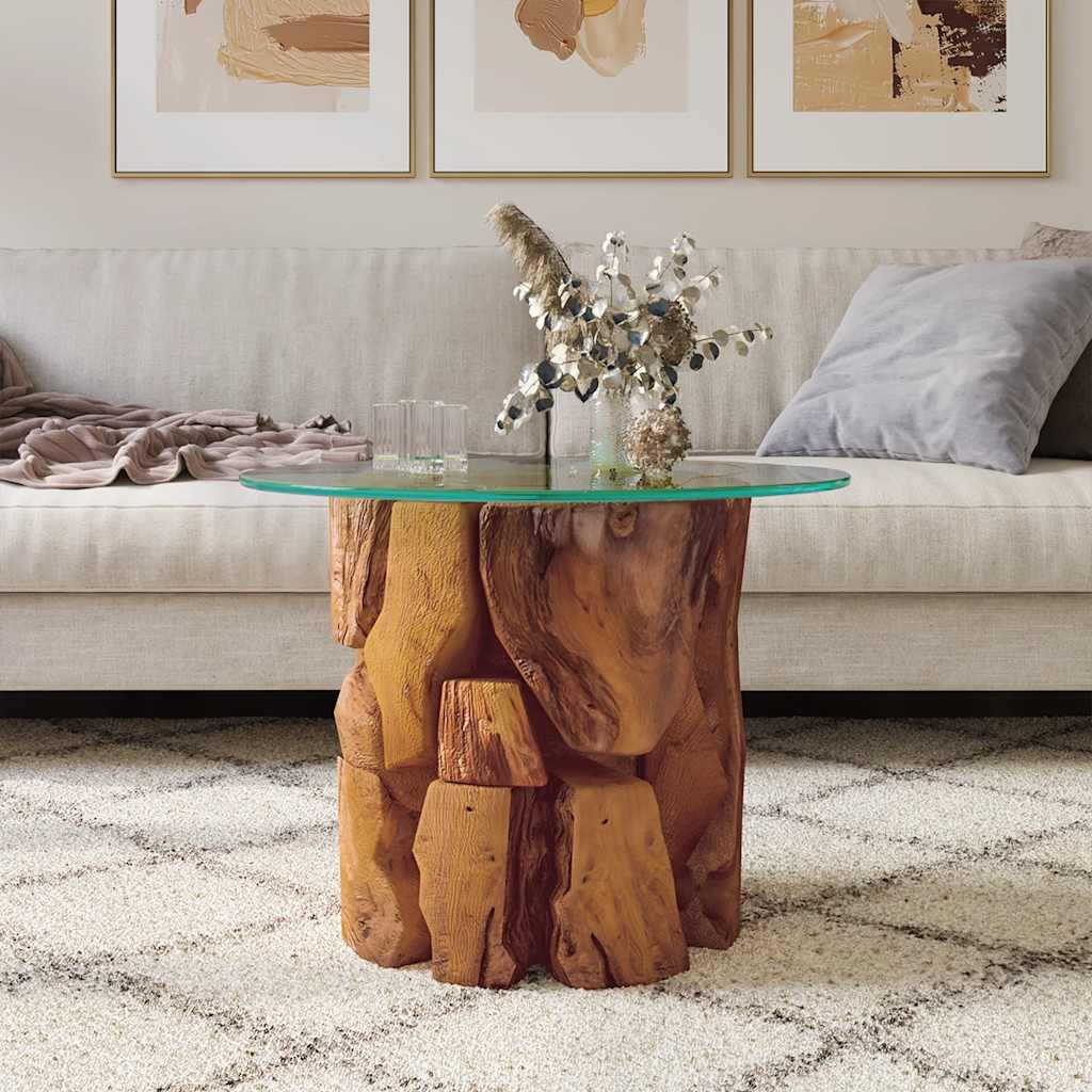 Mesa de centro de madera flotante de teca maciza 60 cm
