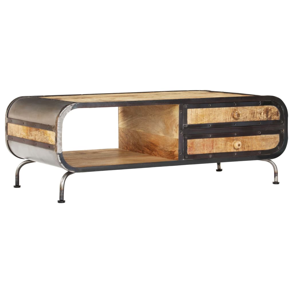 Mesa de centro madera maciza de mango 100x50x35 cm