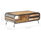 Mesa de centro madera maciza de mango 100x50x35 cm