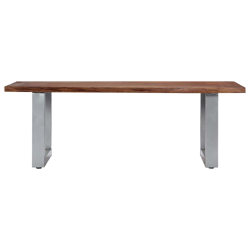 Mesa de centro borde natural madera maciza acacia 115x60x40 cm