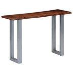 Mesa consola madera maciza de acacia y hierro 115x35x76 cm