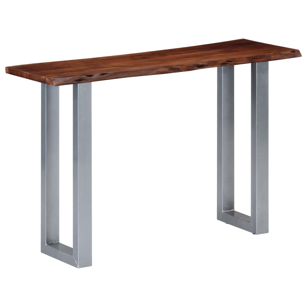 Mesa consola madera maciza de acacia y hierro 115x35x76 cm