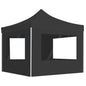 Folding gazebo with walls, anthracite gray aluminum, 4.5x3 m