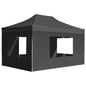 Folding gazebo with walls, anthracite gray aluminum, 4.5x3 m