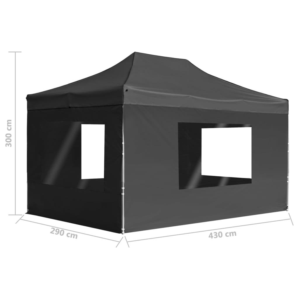 Carpa plegable con paredes aluminio gris antracita 4,5x3 m