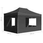 Carpa plegable con paredes aluminio gris antracita 4,5x3 m