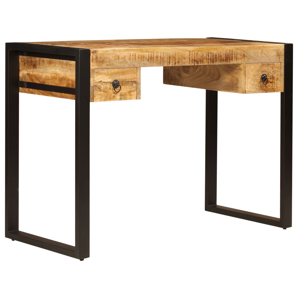 Mesa de escritorio 2 cajones madera maciza mango 110x50x77 cm