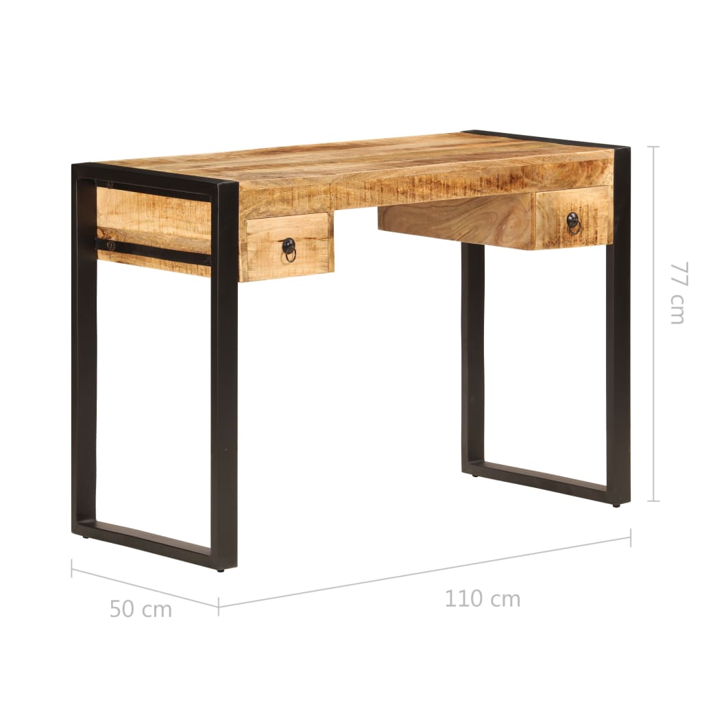 Mesa de escritorio 2 cajones madera maciza mango 110x50x77 cm