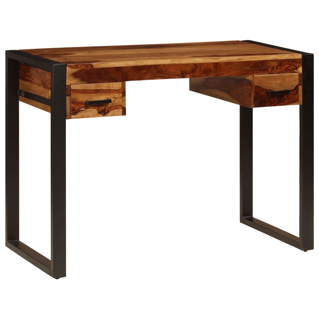 Escritorio con 2 cajones madera maciza de acacia 110x50x77 cm