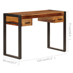 Escritorio con 2 cajones madera maciza de acacia 110x50x77 cm