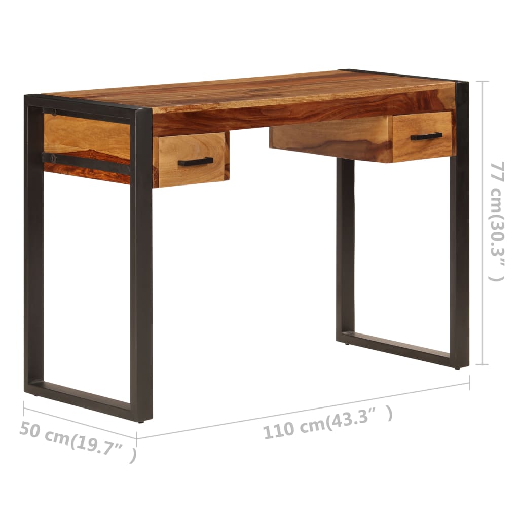 Escritorio con 2 cajones madera maciza de acacia 110x50x77 cm