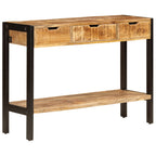 Aparador con 3 cajones madera maciza de mango 110x35x75 cm