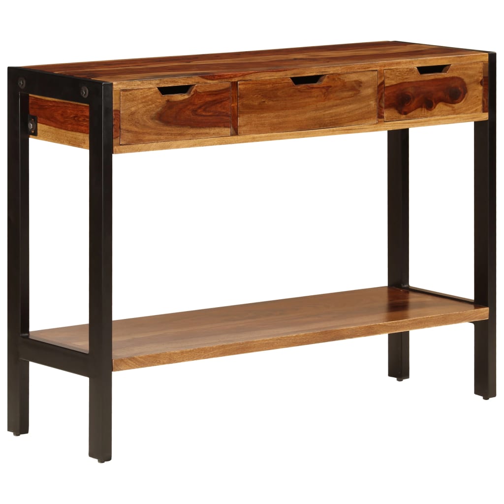 Aparador con 3 cajones madera maciza de acacia 110x35x75 cm