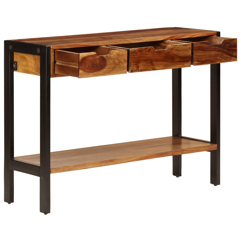 Aparador con 3 cajones madera maciza de acacia 110x35x75 cm