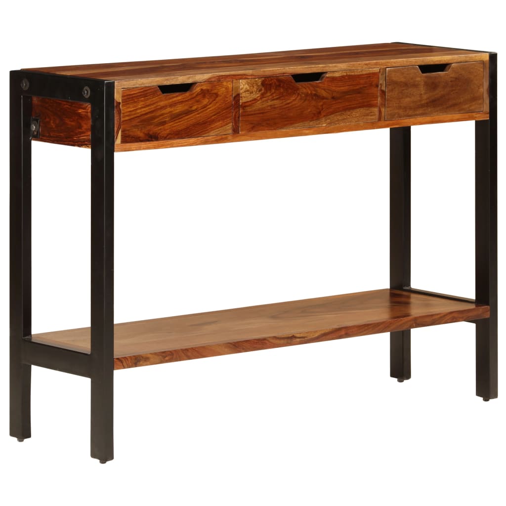 Aparador con 3 cajones madera maciza de acacia 110x35x75 cm