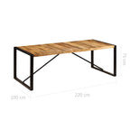 Mesa de comedor de madera maciza de mango 220x100x75 cm