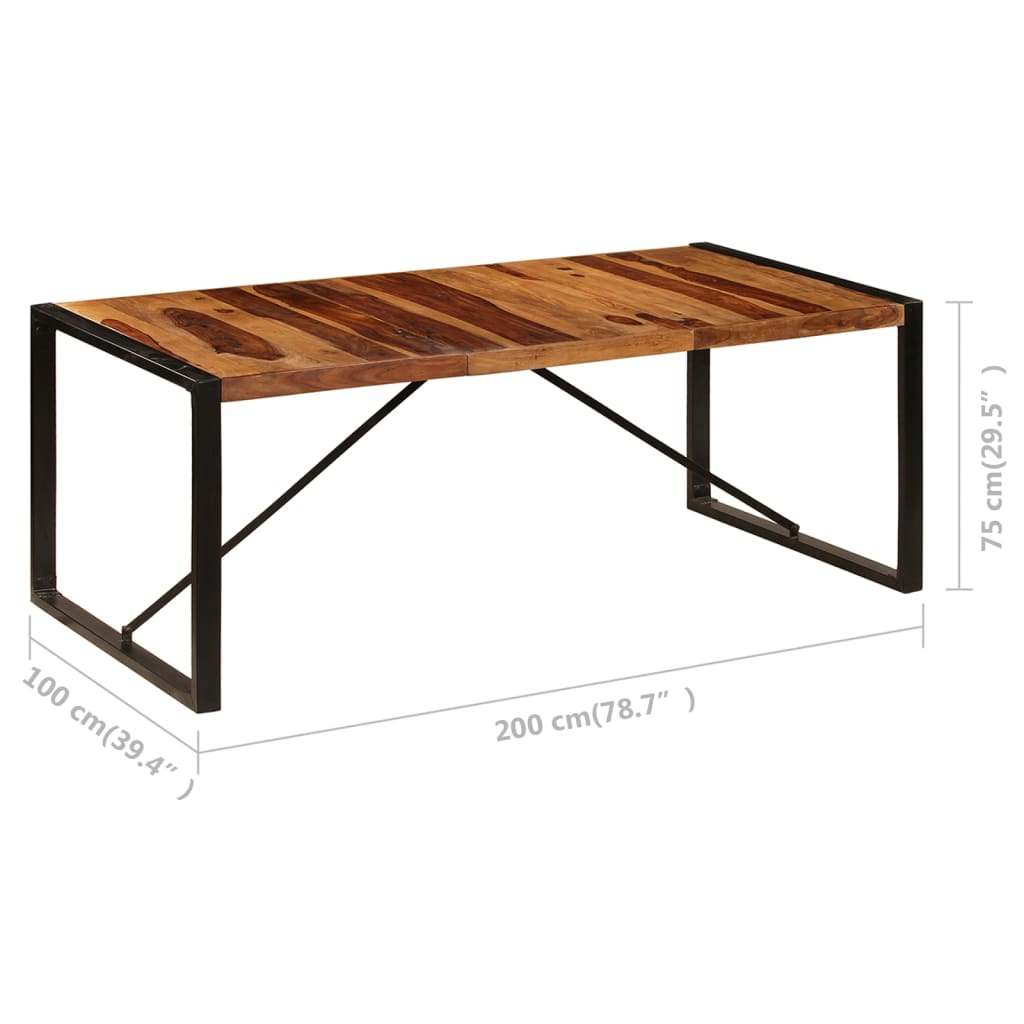 Mesa de comedor de madera maciza de acacia 200x100x75 cm