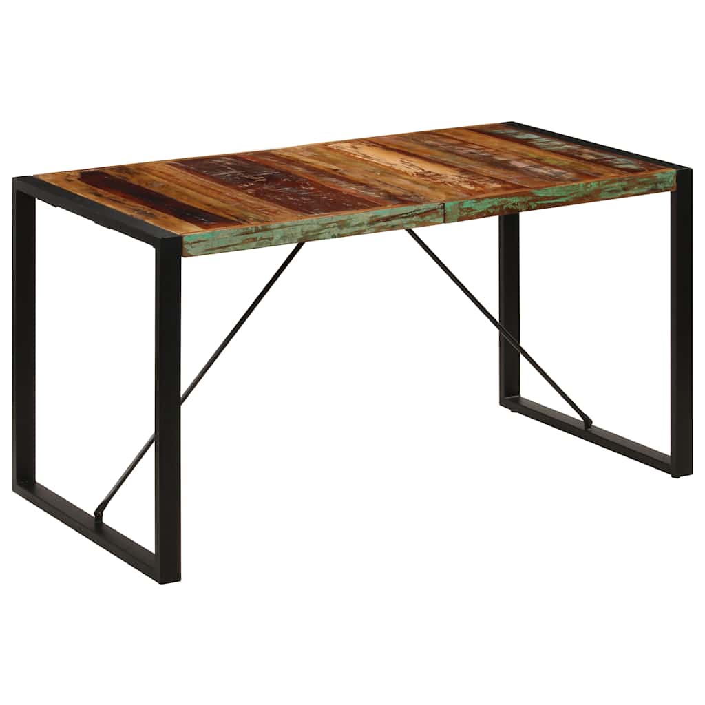 Mesa de comedor de madera maciza reciclada 140x70x75 cm