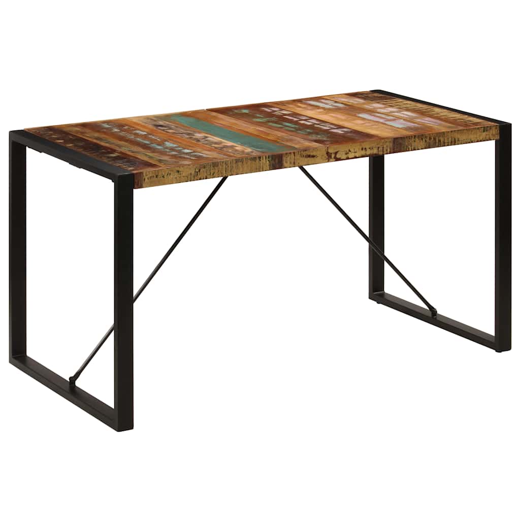 Mesa de comedor de madera maciza reciclada 140x70x75 cm