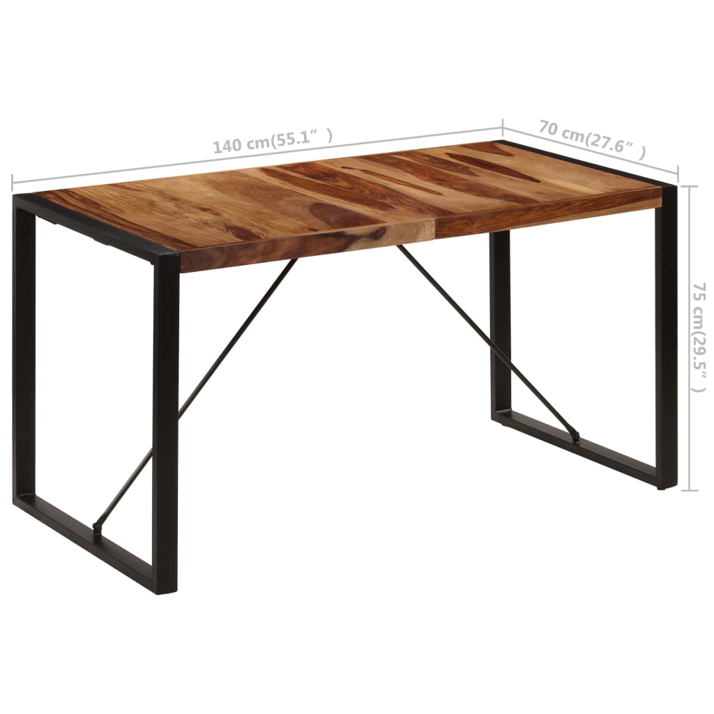 Mesa de comedor 140x70x75 cm madera maciza de acacia