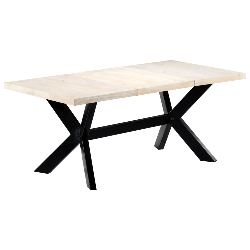 Mesa de comedor blanca 180x90x75 cm madera maciza de mango