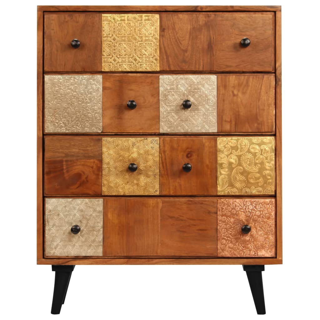 Cómoda de cajones madera maciza de acacia 60x30x75 cm