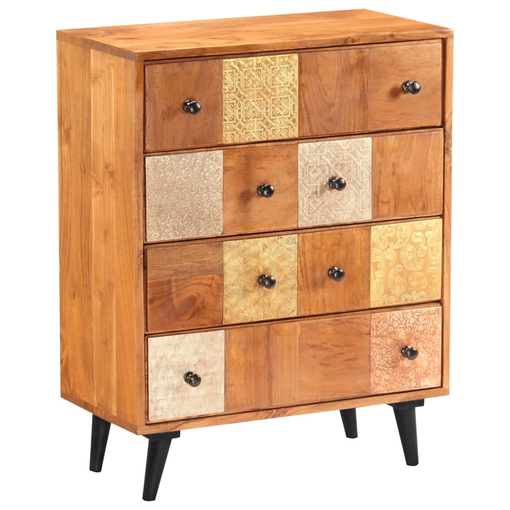 Cómoda de cajones madera maciza de acacia 60x30x75 cm