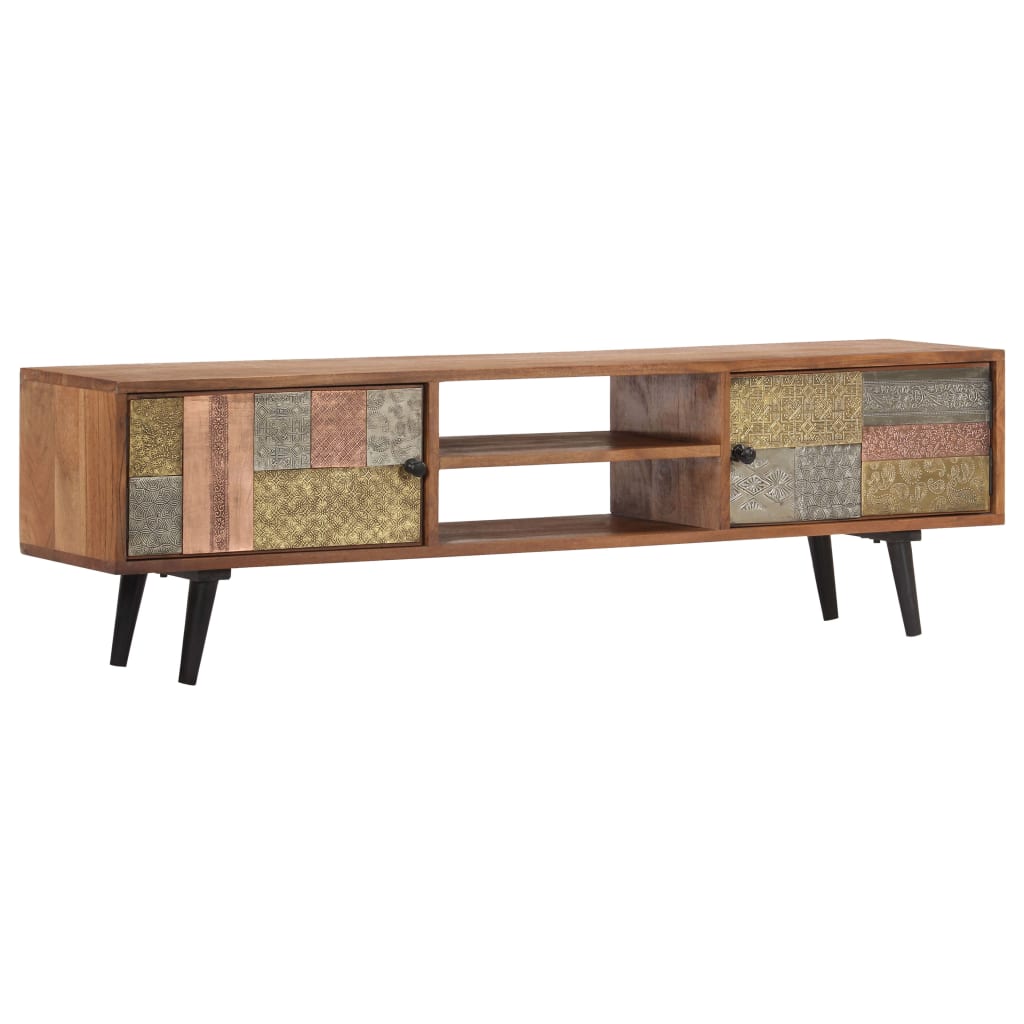 Mueble de TV de madera maciza de acacia 120x30x49 cm