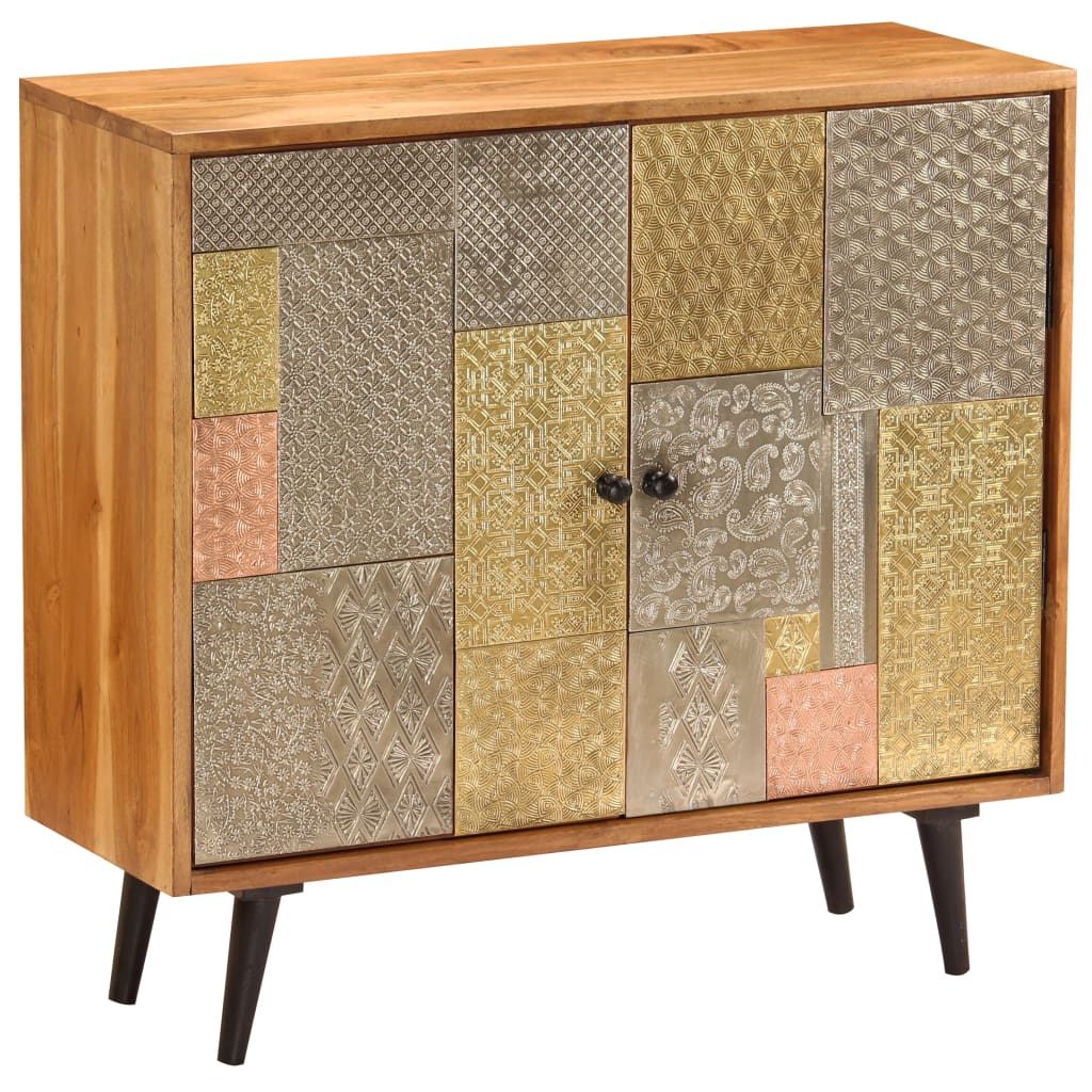 Aparador de madera maciza de acacia 80x30x75 cm