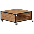 Mesa de centro de madera maciza de acacia 70x70x32 cm