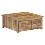 Mesa de centro de madera maciza de mango 110x110x36 cm