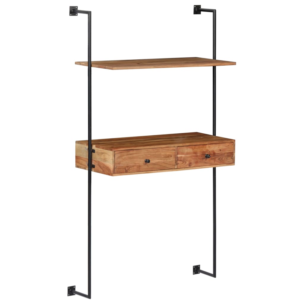 Escritorio de pared de madera maciza de acacia 90x40x170 cm