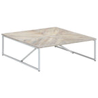 Mesa de centro de madera maciza de mango 110x110x36 cm