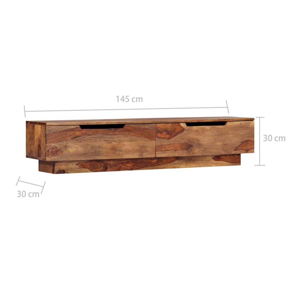 Mueble de TV madera maciza 145x30x30 cm