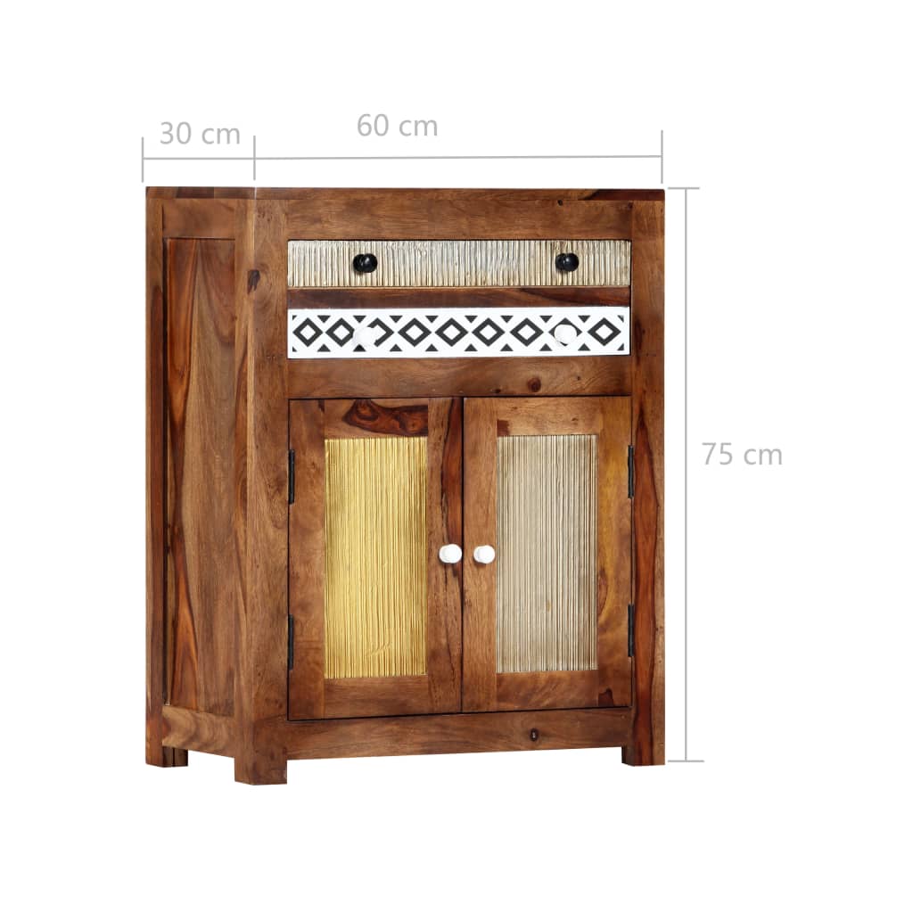 Aparador de madera maciza de acacia 60x30x75 cm