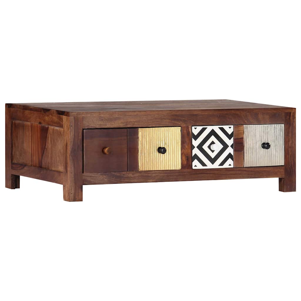 Mesa de centro de madera maciza de acacia 90x50x30 cm