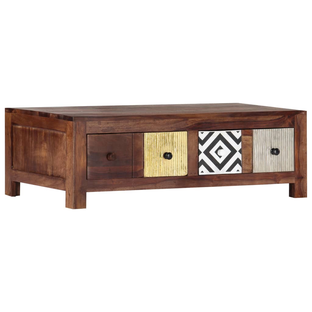 Mesa de centro de madera maciza de acacia 90x50x30 cm