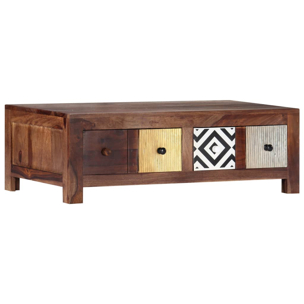 Mesa de centro de madera maciza de acacia 90x50x30 cm