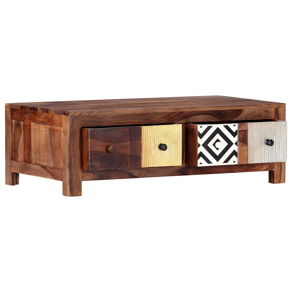 Mesa de centro de madera maciza de acacia 90x50x30 cm