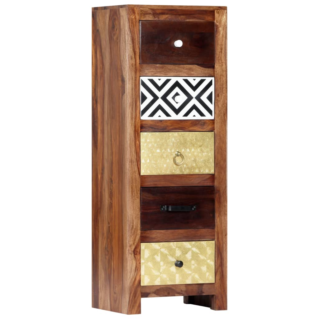 Aparador de madera maciza de acacia 40x30x110 cm