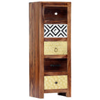 Aparador de madera maciza de acacia 40x30x110 cm