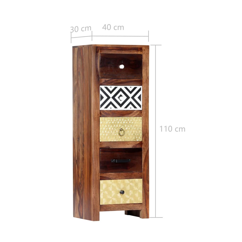 Aparador de madera maciza de acacia 40x30x110 cm