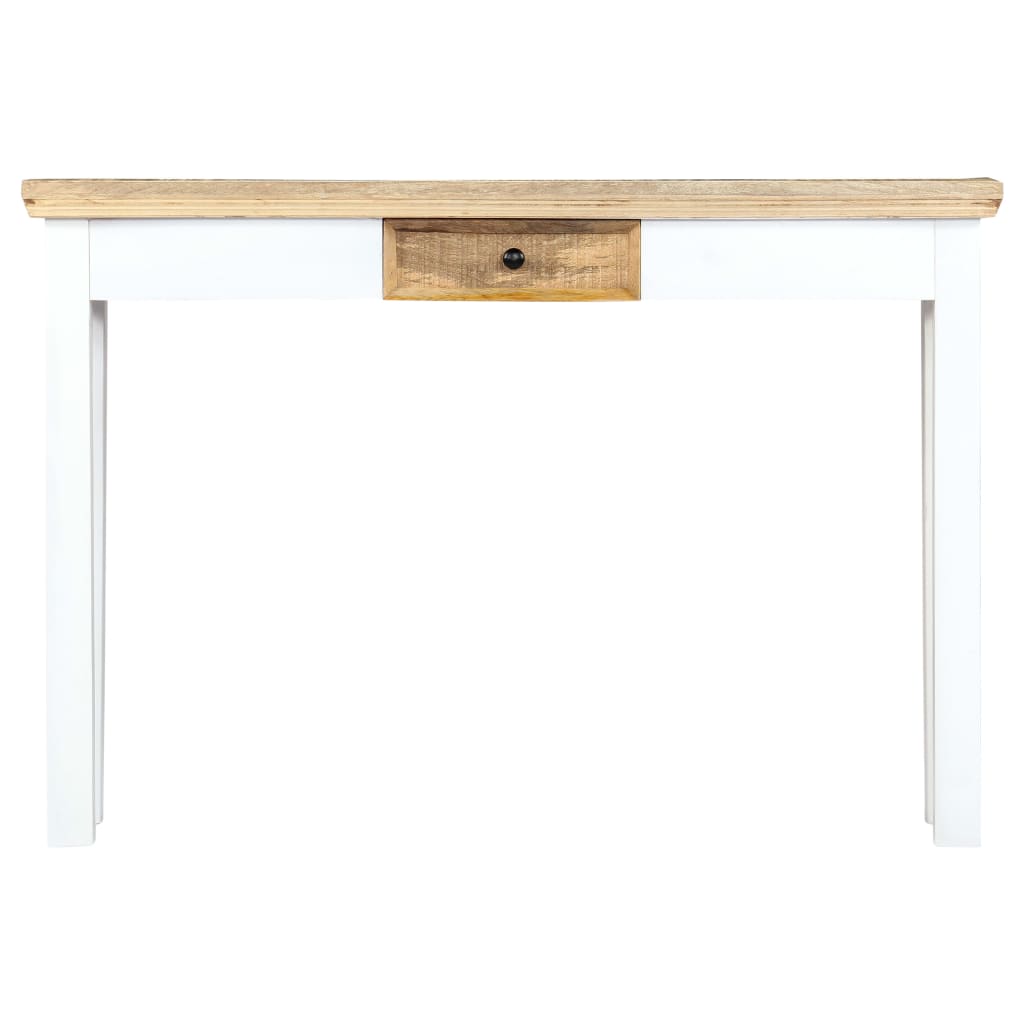 Mesa consola de madera maciza mango blanca marrón 110x35x75 cm