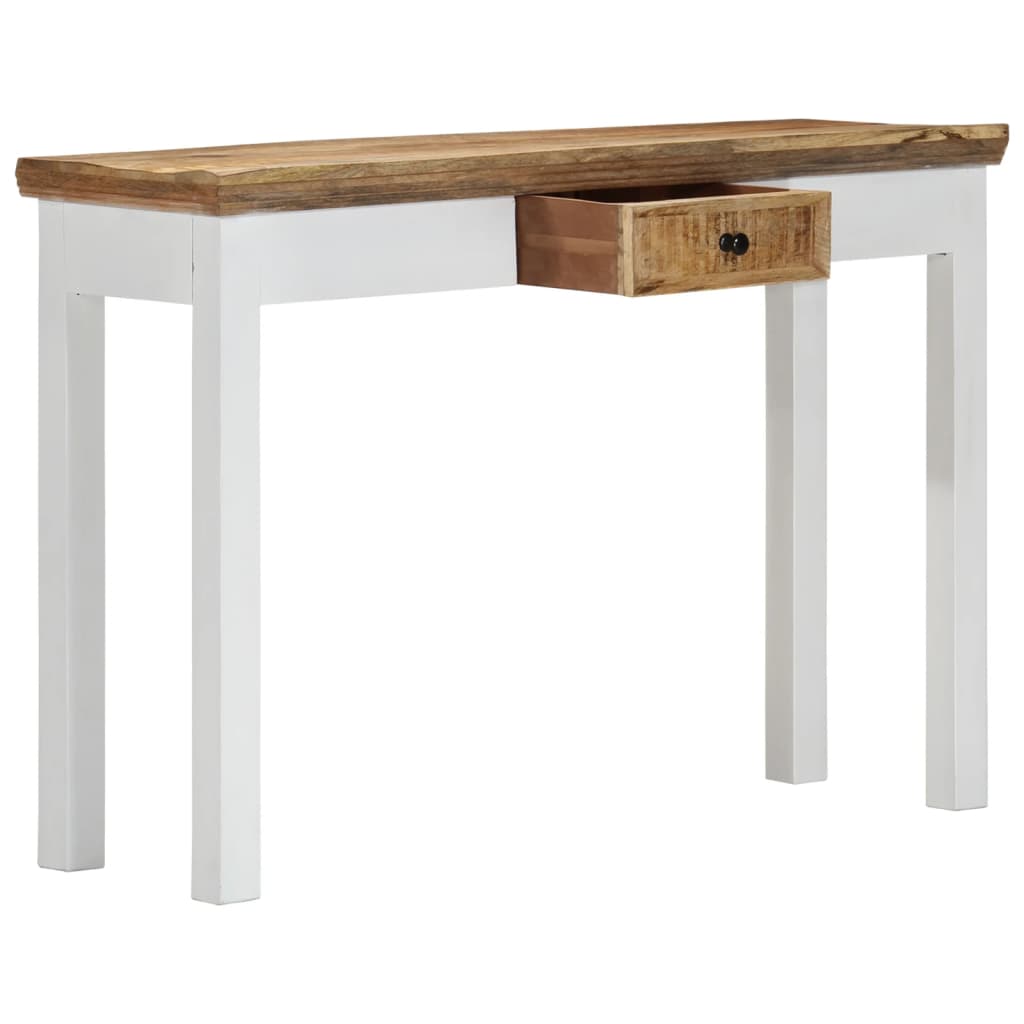 Mesa consola de madera maciza mango blanca marrón 110x35x75 cm