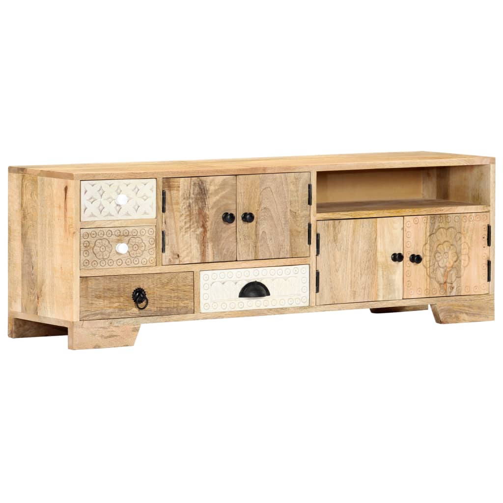 Mueble de TV de madera maciza de mango 120x30x40 cm