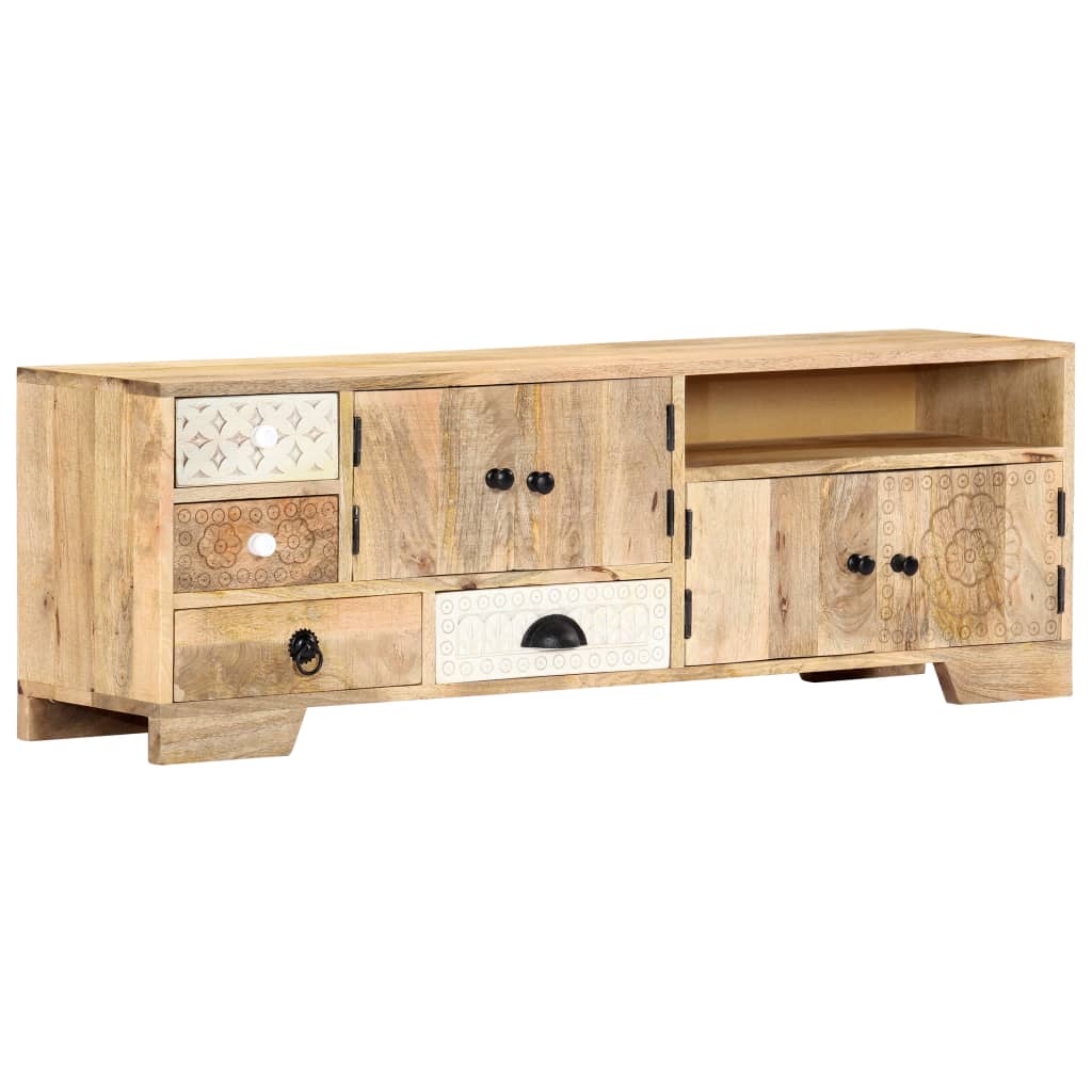 Mueble de TV de madera maciza de mango 120x30x40 cm