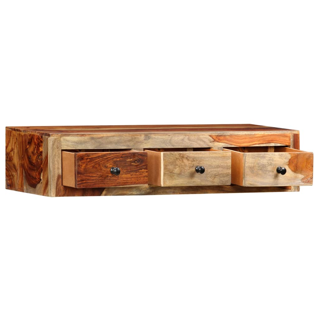Mesa consola de pared madera maciza de acacia 100x25x20 cm