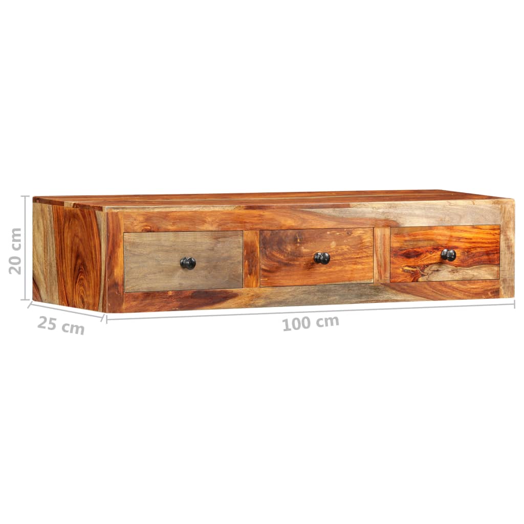 Mesa consola de pared madera maciza de acacia 100x25x20 cm