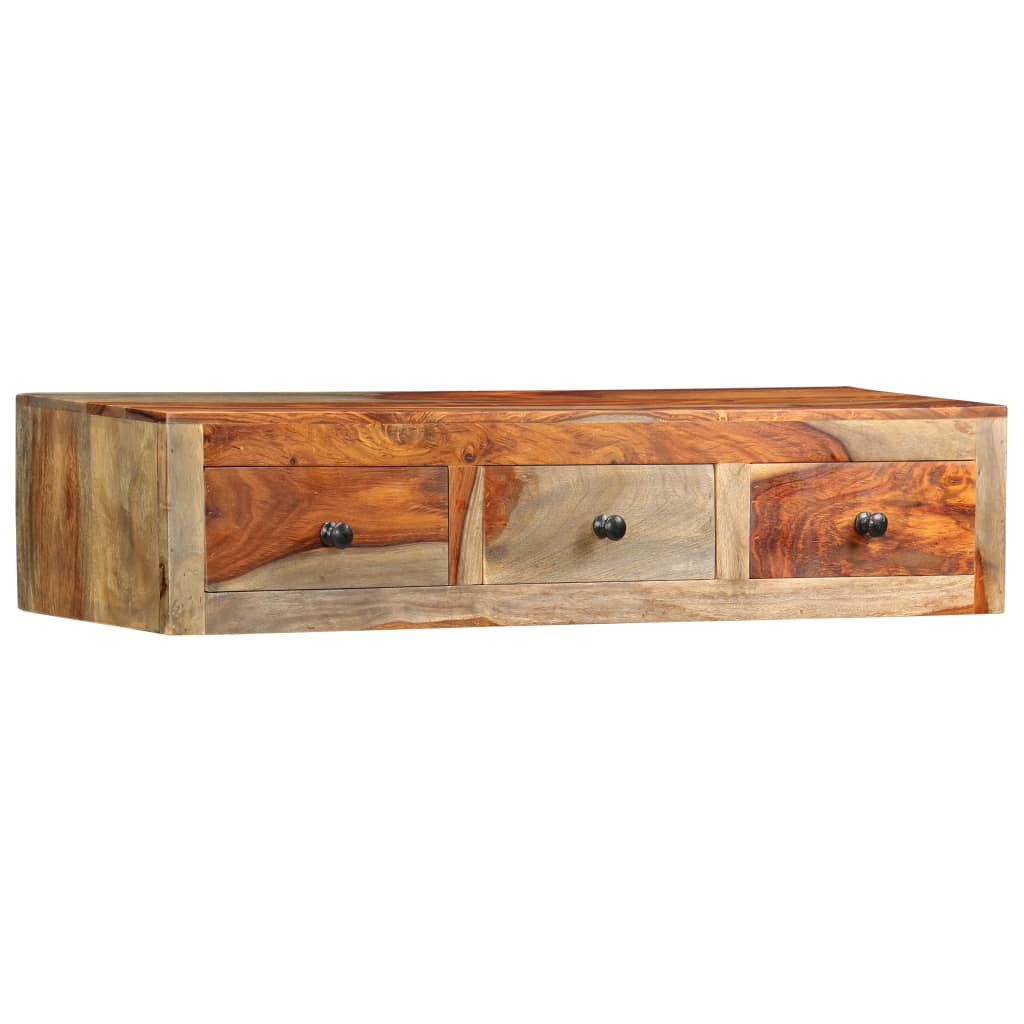 Mesa consola de pared madera maciza de acacia 100x25x20 cm