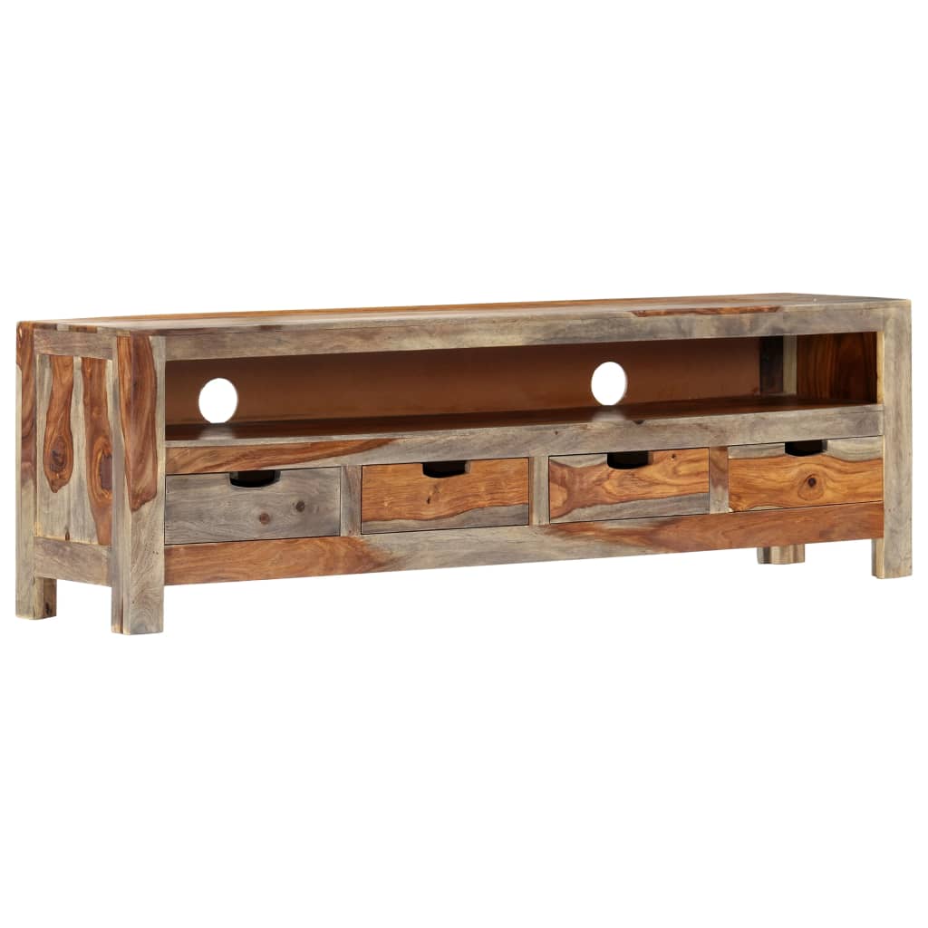 Mueble de TV madera maciza de acacia 130x30x40 cm